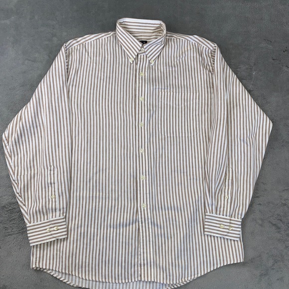 Jos. A. Bank Other - Jos A Bank Button Down Men L Tan Striped Travelers Collection 100% Linen Coastal